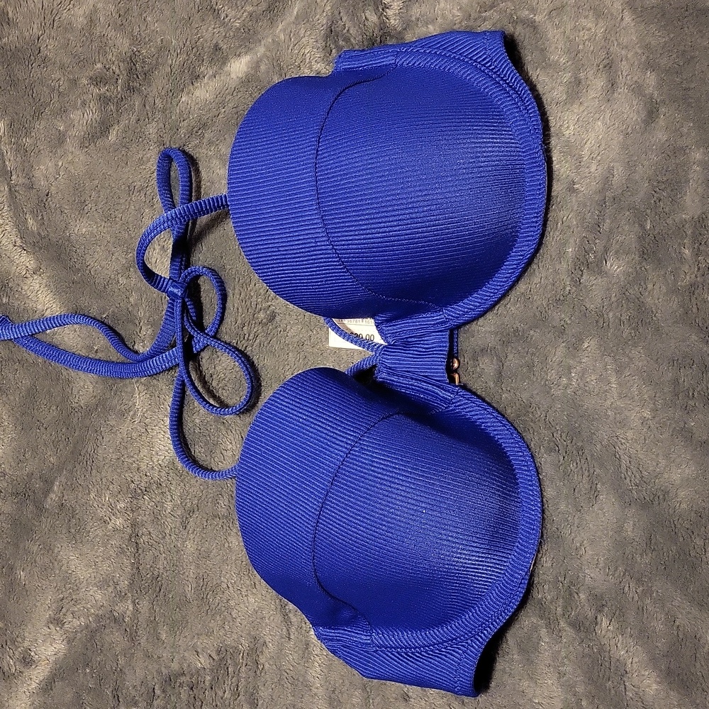 SHADE AND SHORE WOMEN'S ROYAL BLUE BIKINI TOP. NWT / 34C/34D/38DD